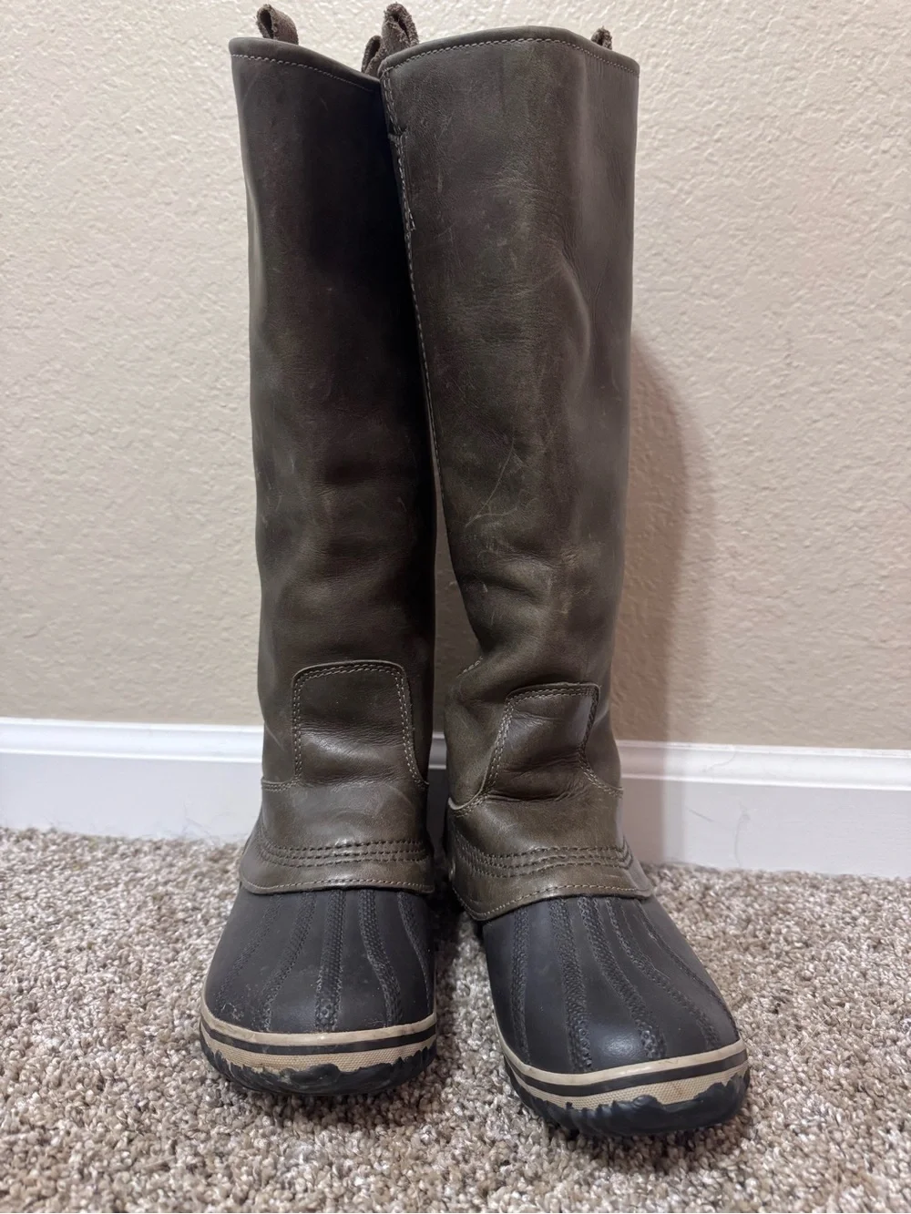 SOREL Women’s Tall Duck Boots in Olive Green